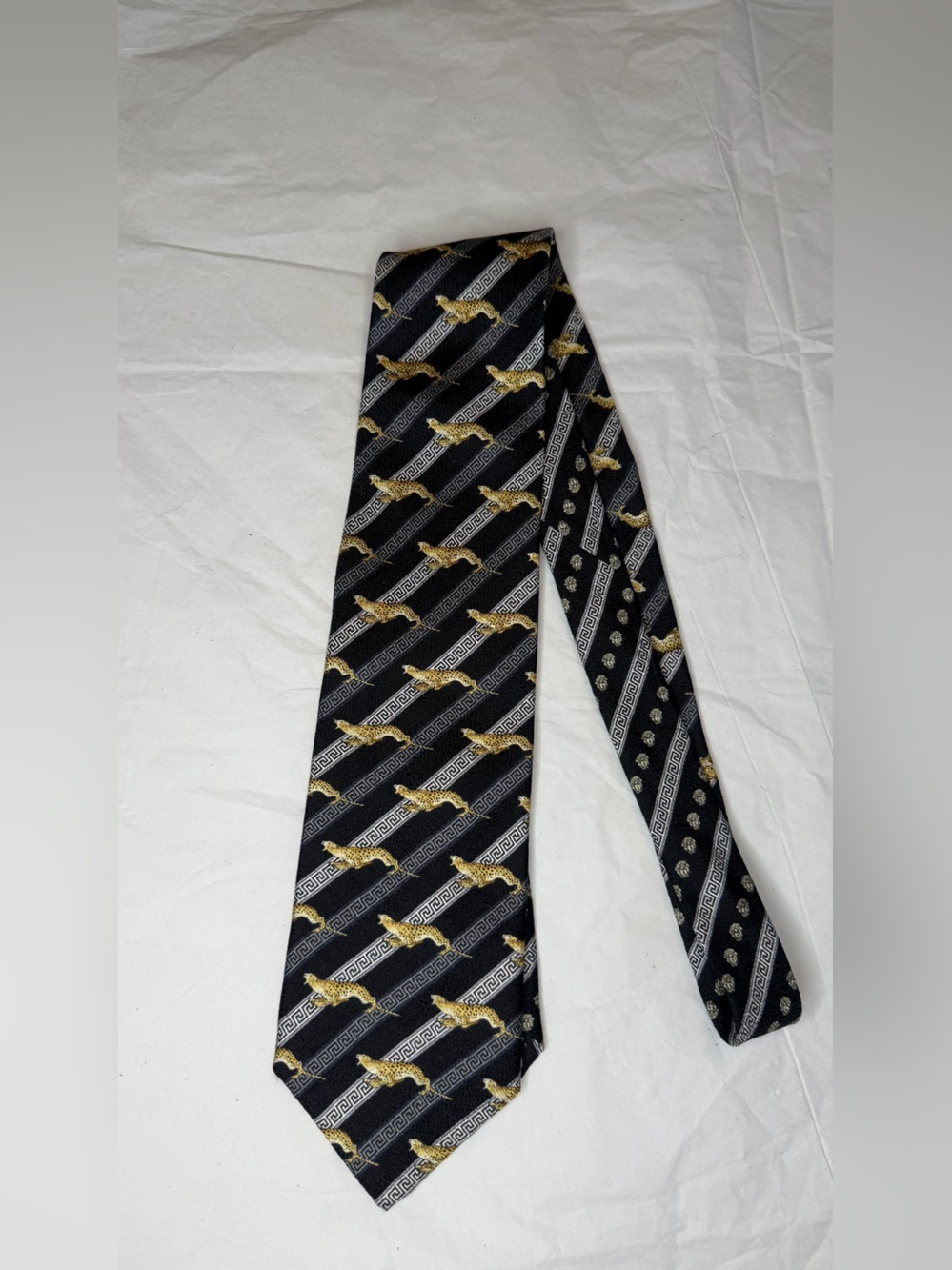 Versace Black Tie with Gold Baroque Motif